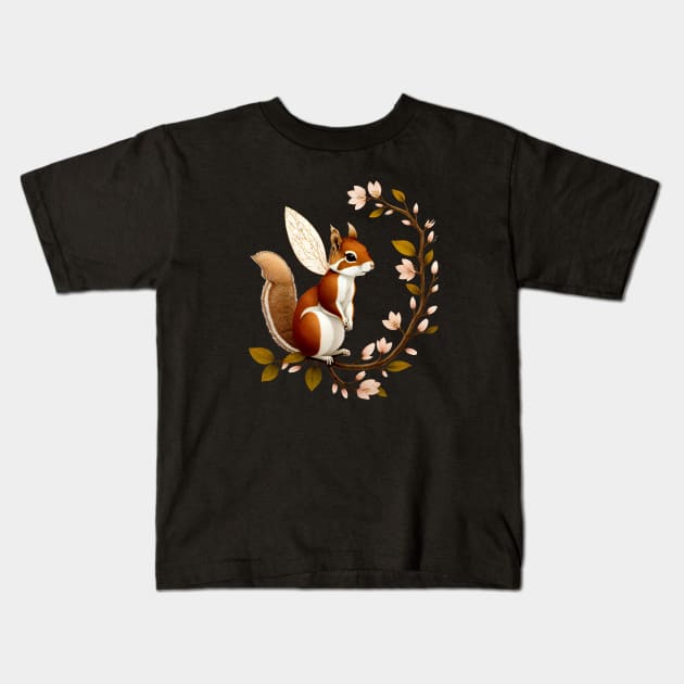 Whimsical Fairy Squirrel Kids T-Shirt by Manzo Carey